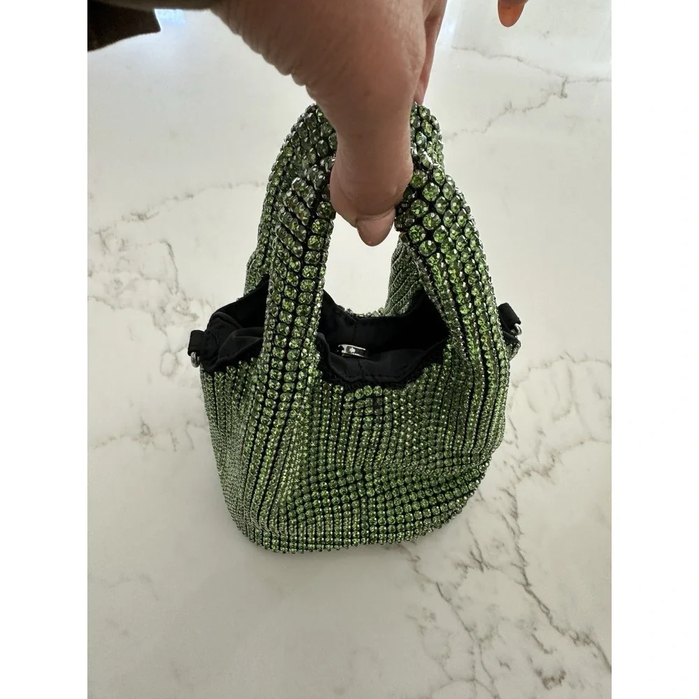 Hand‎ Bag Crystal Bucket In Emerald, Mini Elegant